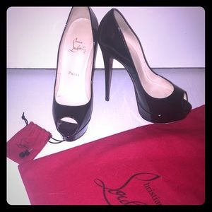 Christian Louboutin Lady Peep 150 Black Patent